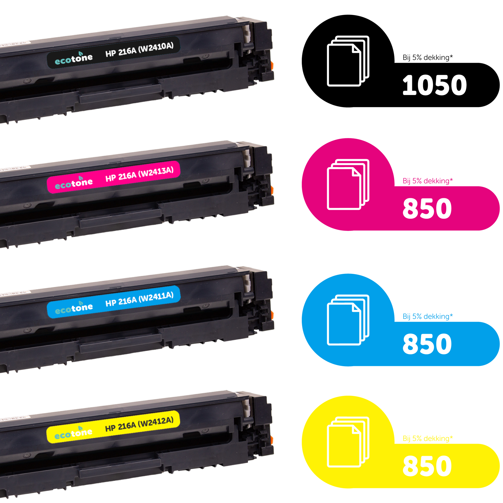 HP Ecopack (Replaces HP 216A toner) 2xBL + 1xCMY  - (BL 2x1050 Pages) (CMY 3x850 Pages)
