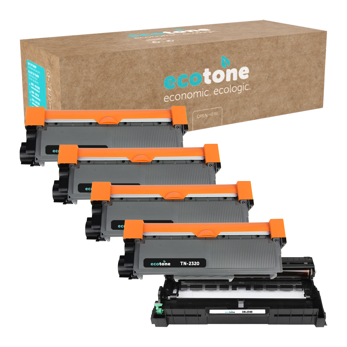 Brother Ecopack (Replaces Brother TN-2320 toner/drum) 4xBlack + 1xDr - (BL 4x2600 Pages) (Drum 1x12000 Pages)