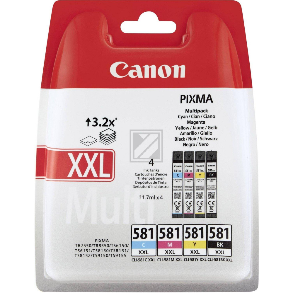 Canon Canon inktcartridge CLI-581 XXL, 282 - 858 foto's, OEM 1998C007, 4 kleuren