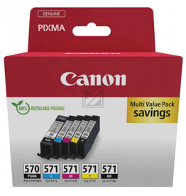 Canon Canon inktcartridge 1 x PGI-570 + 1 x CLI-571, 182 - 398 foto's, OEM 0372C006, 5 kleuren