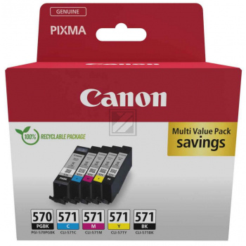 Canon Canon inktcartridge 1 x PGI-570 + 1 x CLI-571, 182 - 398 foto's, OEM 0372C006, 5 kleuren