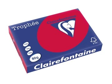 Clairefontaine Clairefontaine Trophée Intens, gekleurd papier, A3, 80 g, 500 vel, kersenrood