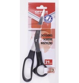 Office Products OFFICE products schaar, 21 cm, rechts en links, ronde punt, zwart, blister van 1 stuk