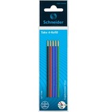 Schneider Schneider balpenvulling Take 4, geassorteerde kleuren, etui van 5 stuks