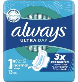 Always Always Ultra Day maandverband Normal, pak van 13 stuks