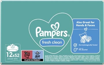 Pampers Pampers Fresh Clean vochtige doekjes, doos van 12 x 52 stuks