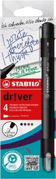 Stabilo STABILO dr!ver fineliner, fijne punt, geassorteerde kleuren, blister van 4 stuks
