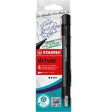 Stabilo STABILO dr!ver fineliner, medium punt, geassorteerde kleuren, blister van 4 stuks