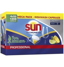 Sun Sun Pro Formula Optimum all vaatwastabletten, doos van 4 x 52 stuks