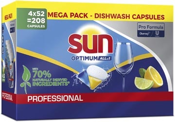Sun Sun Pro Formula Optimum all vaatwastabletten, doos van 4 x 52 stuks