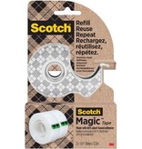 Scotch Scotch duurzame dispenser uit RVS, met 2 rolletjes Scotch Magic Tape ft 19 mm x 13,9 m