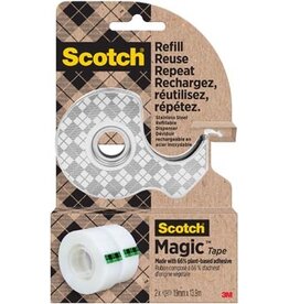 Scotch Scotch duurzame dispenser uit RVS, met 2 rolletjes Scotch Magic Tape ft 19 mm x 13,9 m