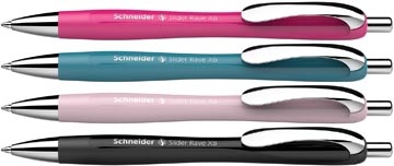 Schneider Schneider balpen Slider Rave, extra breed, blauwe inkt, geassorteerde kleuren, doos van 3 +1 gratis