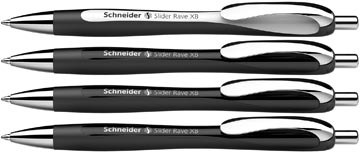 Schneider Schneider balpen Slider Rave, extra breed, blauwe inkt, zwart, doos van 3 + 1 gratis