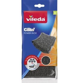 Vileda Vileda Glitzi Power inox schuurspons, ft 10 x 10 x 1,2 cm, pak van 2 stuks