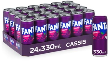 Fanta Fanta Cassis frisdrank, sleek blik van 33 cl, pak van 24 stuks