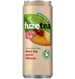 Fuze tea Fuze Tea frisdrank, niet-bruisend, sleek blik van 33 cl, pak van 24 stuks, perzik hibiscus