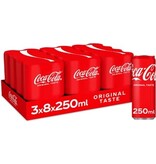 Coca-Cola frisdrank, sleek blik van 25 cl, pak van 24 stuks