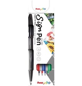 Pentel Pentel Sign Pen S520, blister van 4 stuks in geassorteerde kleuren