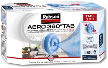 Rubson Rubson navulling voor ontvochtiger AERO 360, doos van 4 tabs van 450 gram, neutraal