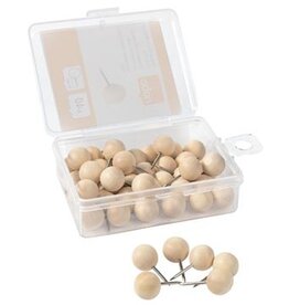 Nobo Nobo prikbordspelden met houten kop, doosje met 40 stuks