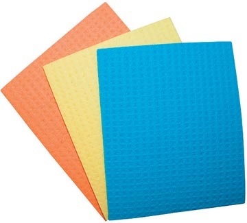 Office Products OFFICE products sponsdoekjes, 16 x 18 cm, geassorteerde kleuren, pak van 3 stuks