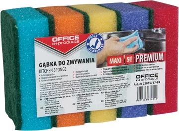 Office Products OFFICE products schuurspons, 6,2 x 9,6 cm, pak van 5 stuks in geassorteerde kleuren