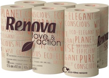 Renova Renova Love & Action toiletpapier, 2-laags, 130 vel, pak van 108 rollen