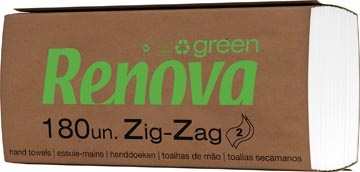 Renova Renovagreen papieren handdoeken, Z-vouw, 2-laags, 180 vellen, pak van 20 stuks