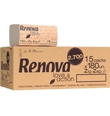 Renova Renova Love & Action papieren handdoeken, Z-vouw, 2-laags, 180 vellen, pak van 15 stuks