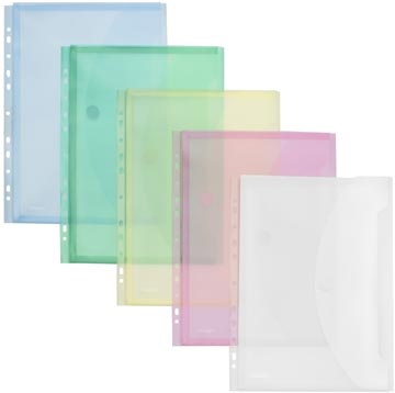 Foldersys Foldersys geperforeerde showtas A4, geassorteerde kleuren, pak van 10 stuks