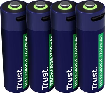 Trust Trust USB-C herlaadbare batterijen AA, blister van 4 stuks