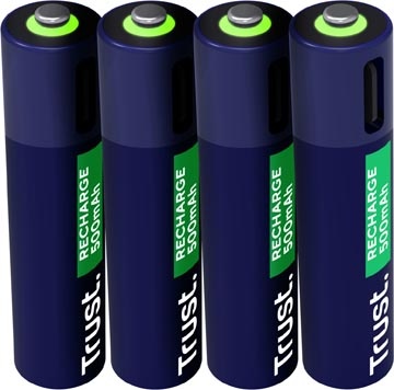 Trust Trust USB-C herlaadbare batterijen AAA, blister van 4 stuks