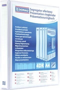 DONAU DONAU personaliseerbare ringmap, PP, ft A4, 4 D-ringen van 16 mm, wit