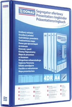 DONAU DONAU personaliseerbare ringmap, PP, ft A4, 4 D-ringen van 20 mm, blauw