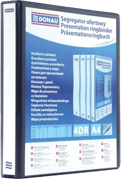 DONAU DONAU personaliseerbare ringmap, PP, ft A4, 4 D-ringen van 25 mm, zwart