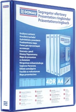 DONAU DONAU personaliseerbare ringmap, PP, ft A4, 4 D-ringen van 30 mm, blauw