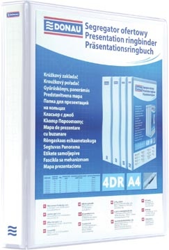 DONAU DONAU personaliseerbare ringmap, PP, ft A4, 4 D-ringen van 40 mm, wit