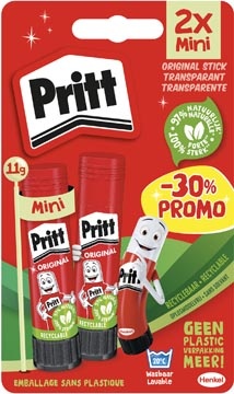 Pritt Pritt plakstift, 11 g, blister van 2 stuks, 2de aan halve prijs