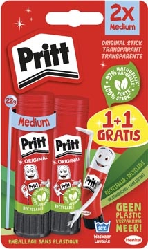 Pritt Pritt plakstift, 22 g, 1 + 1 gratis, op blister