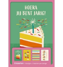 Hallmark Hallmark wenskaarten, hoera jij bent jarig, blister van 8 stuks