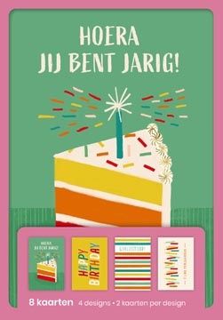 Hallmark Hallmark wenskaarten, hoera jij bent jarig, blister van 8 stuks