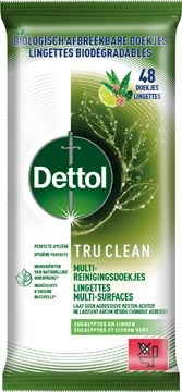 Dettol Dettol reiningsdoekjes TruClean, eucalyptus en limoen, pak van 48 stuks