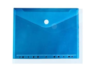 Documentenmap, met velcro sluiting, ft A4, geperforeerd, blauw, pak van 10 stuks