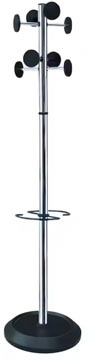 Kapstok met parapluhouder, 8 haken, zwart