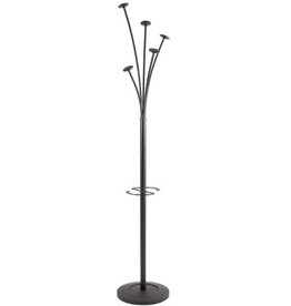 Kapstok met parapluhouder, 5 haken, zwart
