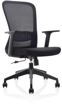 ergonomische bureaustoel, kunststof voetkruis, zwart, set van 2 stoelen