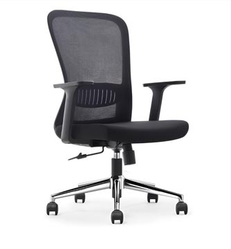 Bureaustoel, aluminium voetkruis, zwart, set van 2 stoelen