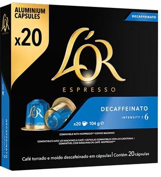 Douwe Egberts Douwe Egberts L'Or Intensity koffiecapsules, Decaffeïnato, pak van 20 stuks