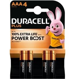 Duracell Duracell batterij Plus 100% AAA, blister van 4 stuks